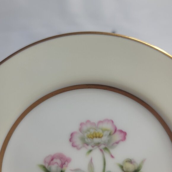 FOUR Mikado Harmony Bread Plates Cream Rim Pink Floral Center - Picture 3 of 12